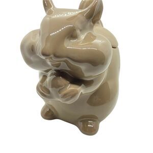 Chipmunk Squirrel Glossy Cookie Jar Threshold Tan Taupe Stoneware Cheeky